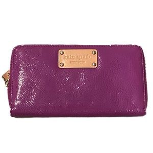 Kate Spade Patent Leather Zip Around Continental Wallet Purple